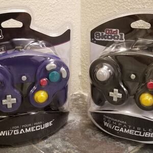 2 Gamecube Controllers - Purple & Black (NEW) - Nintendo - Old Skool